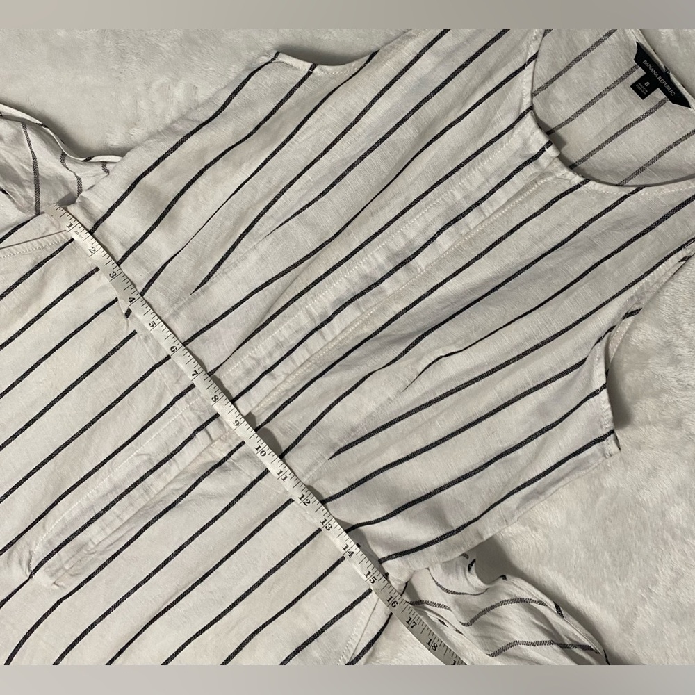 Banana Republic Striped Linen Blend Wide Leg Cropped Jumpsuit - Picture 12 of 14